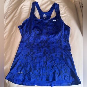 Nike Women's Vibrant Blue with black pixelation, razor back DRI-FIT